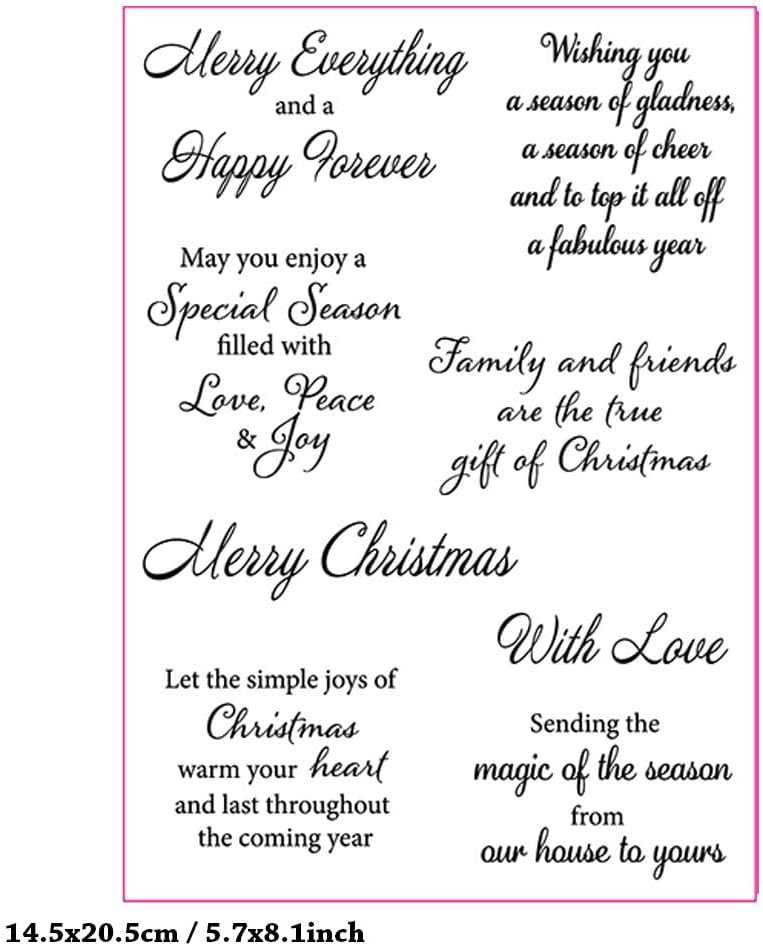 Arbuya Christmas Sentiment Clear Stamps for Christmas Card Making or Journaling,Christmas Verse Sayings Silicone Rubber Stamps for Scrapbooking Art Journals Paper Crafts Decoration - Image 1